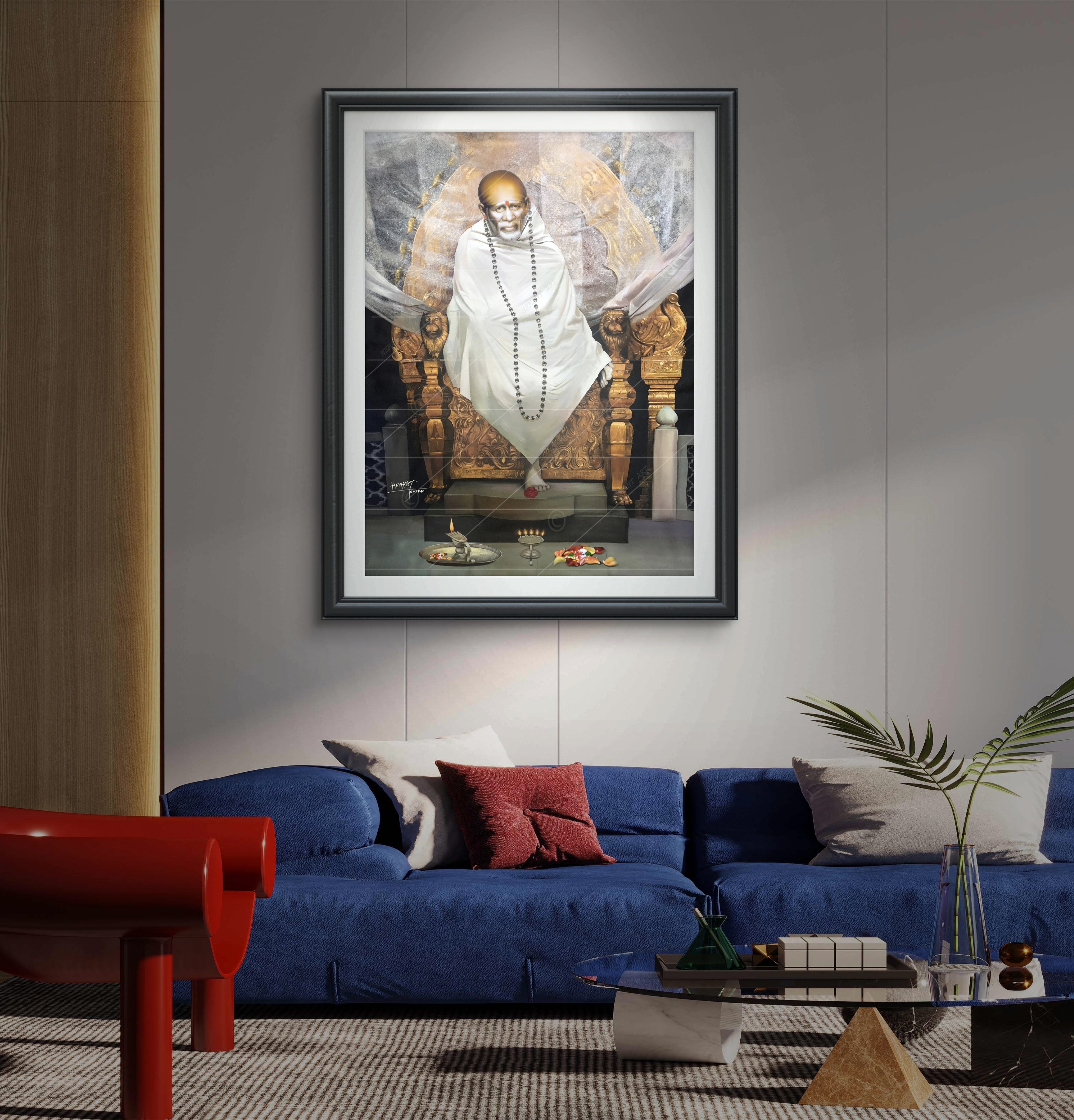 Hemant art Shirdi Sai Baba Samadhi Photo Canvas Wall Art – Spiritual Home Decor for Puja Room & Meditation Space