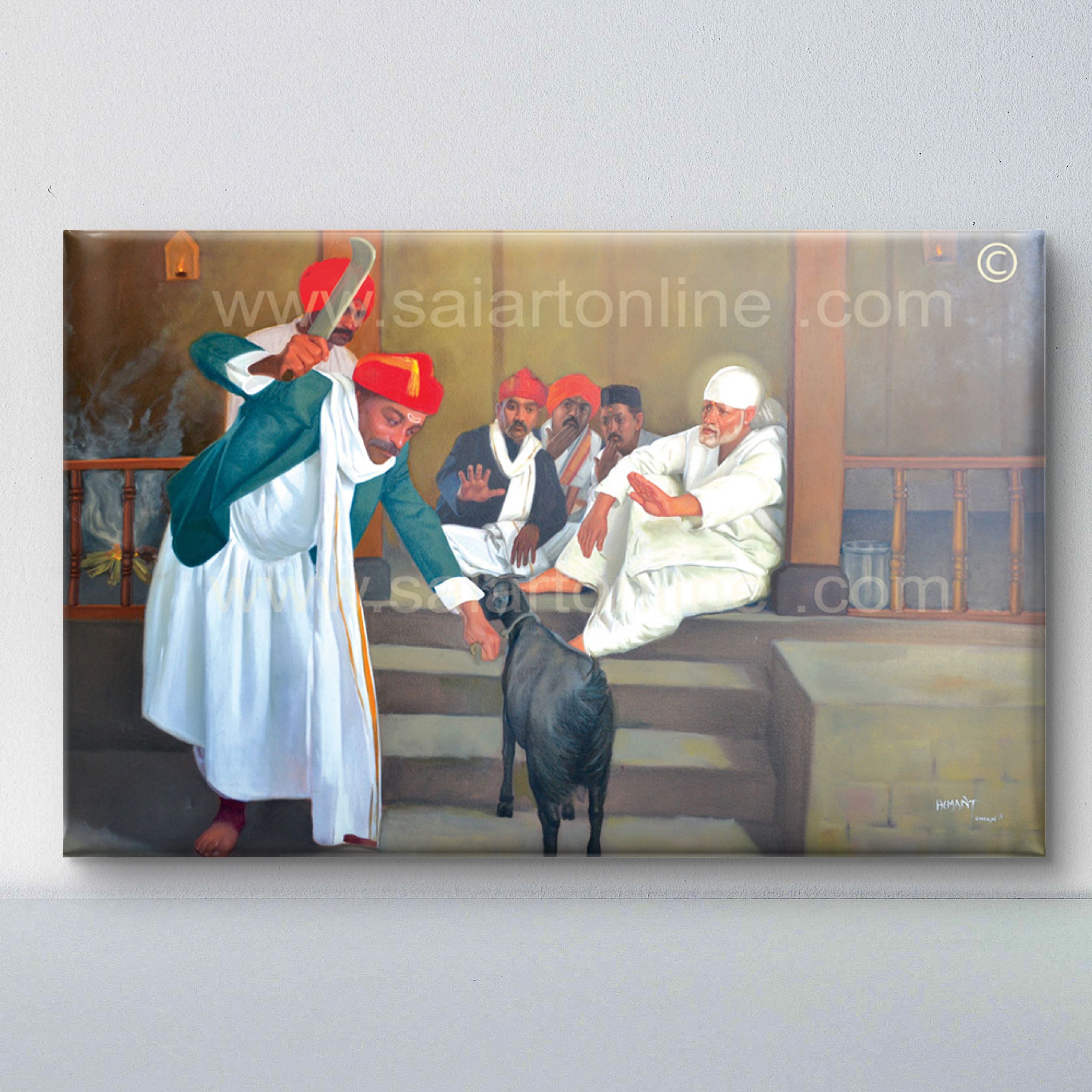 🖼️ Hemant Art Shirdi Sai Baba  Photo Frame Canvas Painting/Canvas Wall Art – Spiritual Home Decor for Puja Room & Meditation Space Success Active