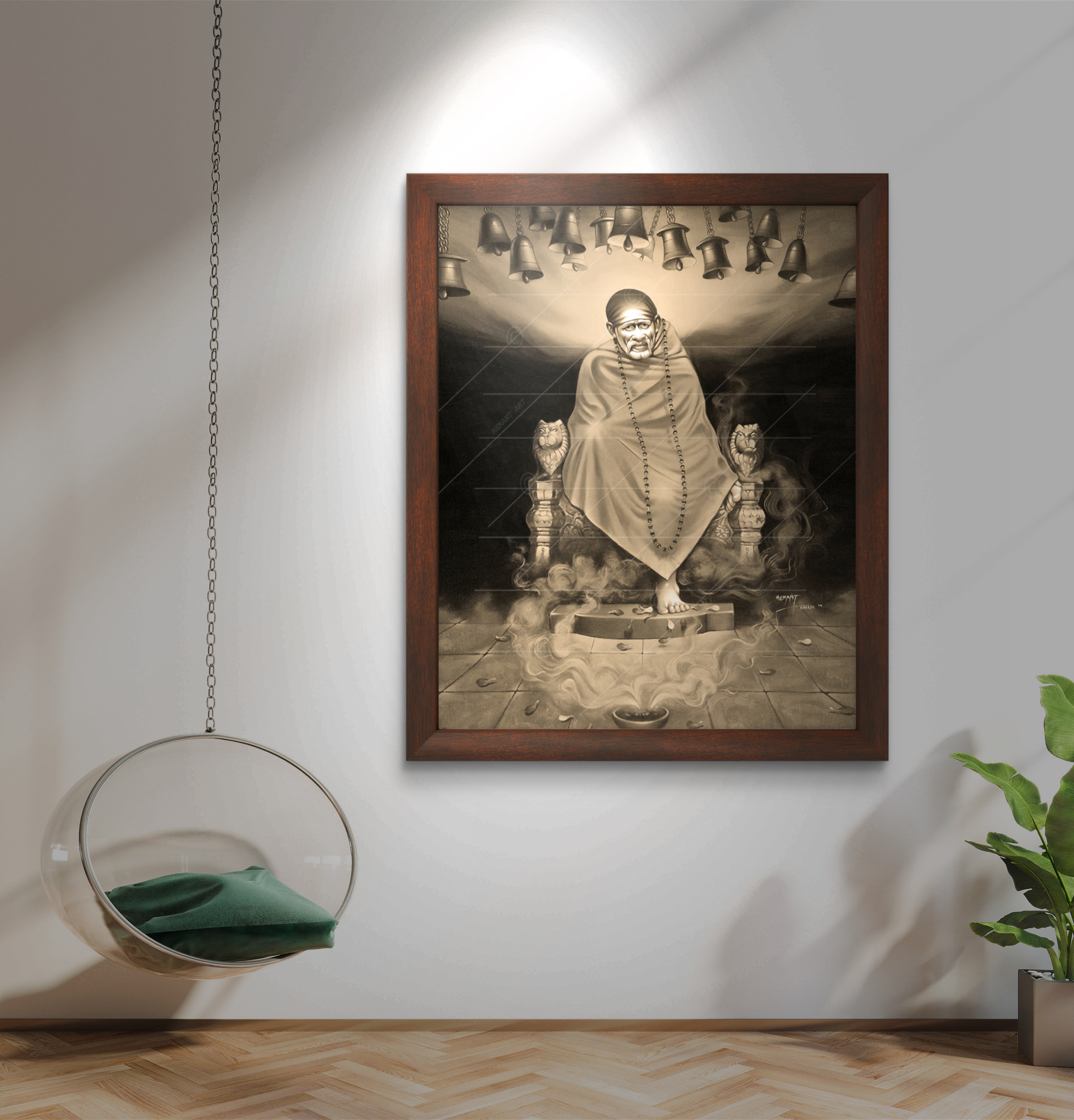 Hemant art Shirdi Sai Baba Samadhi Photo Canvas Wall Art – Spiritual Home Decor for Puja Room & Meditation Space