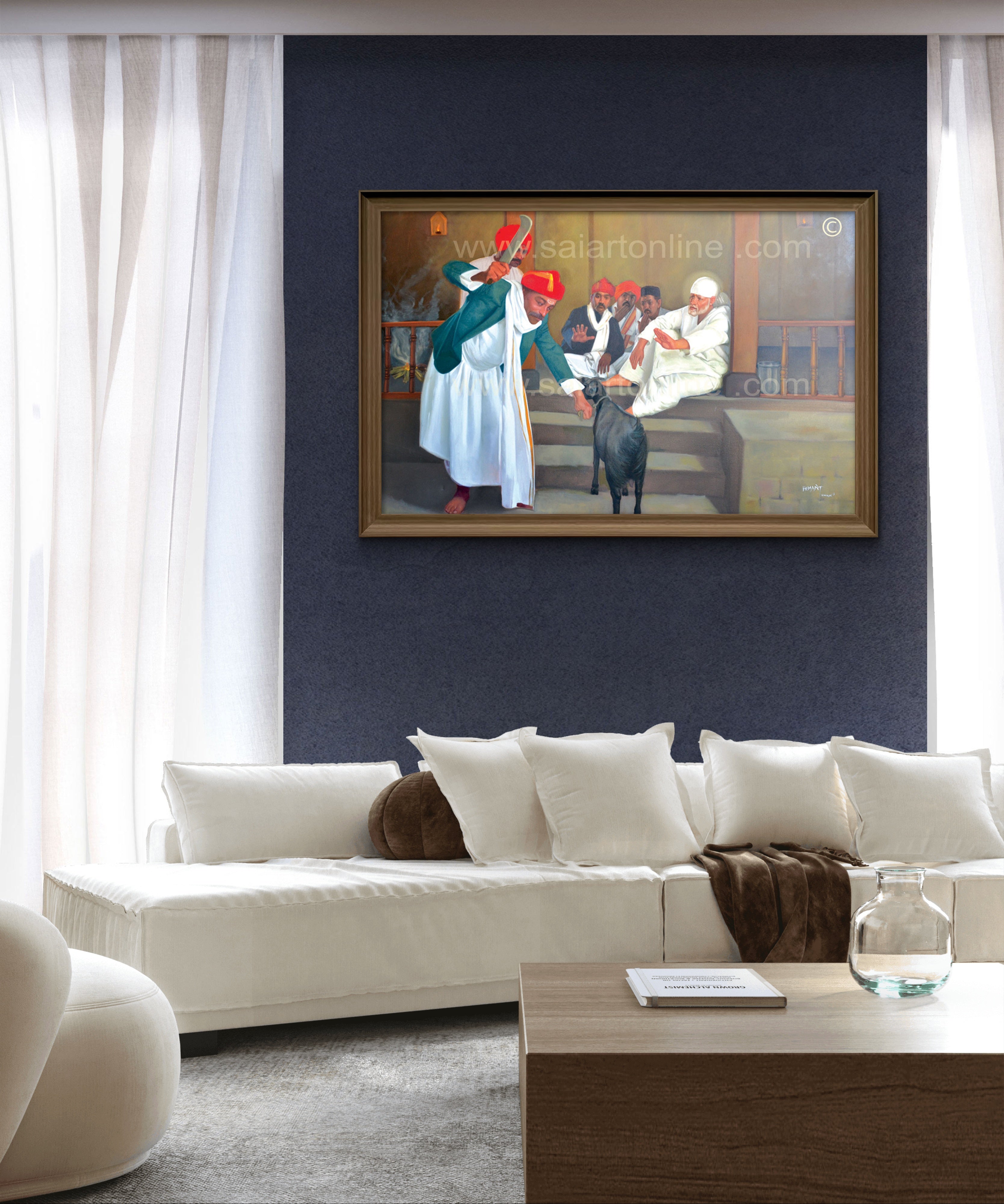 🖼️ Hemant Art Shirdi Sai Baba  Photo Frame Canvas Painting/Canvas Wall Art – Spiritual Home Decor for Puja Room & Meditation Space Success Active