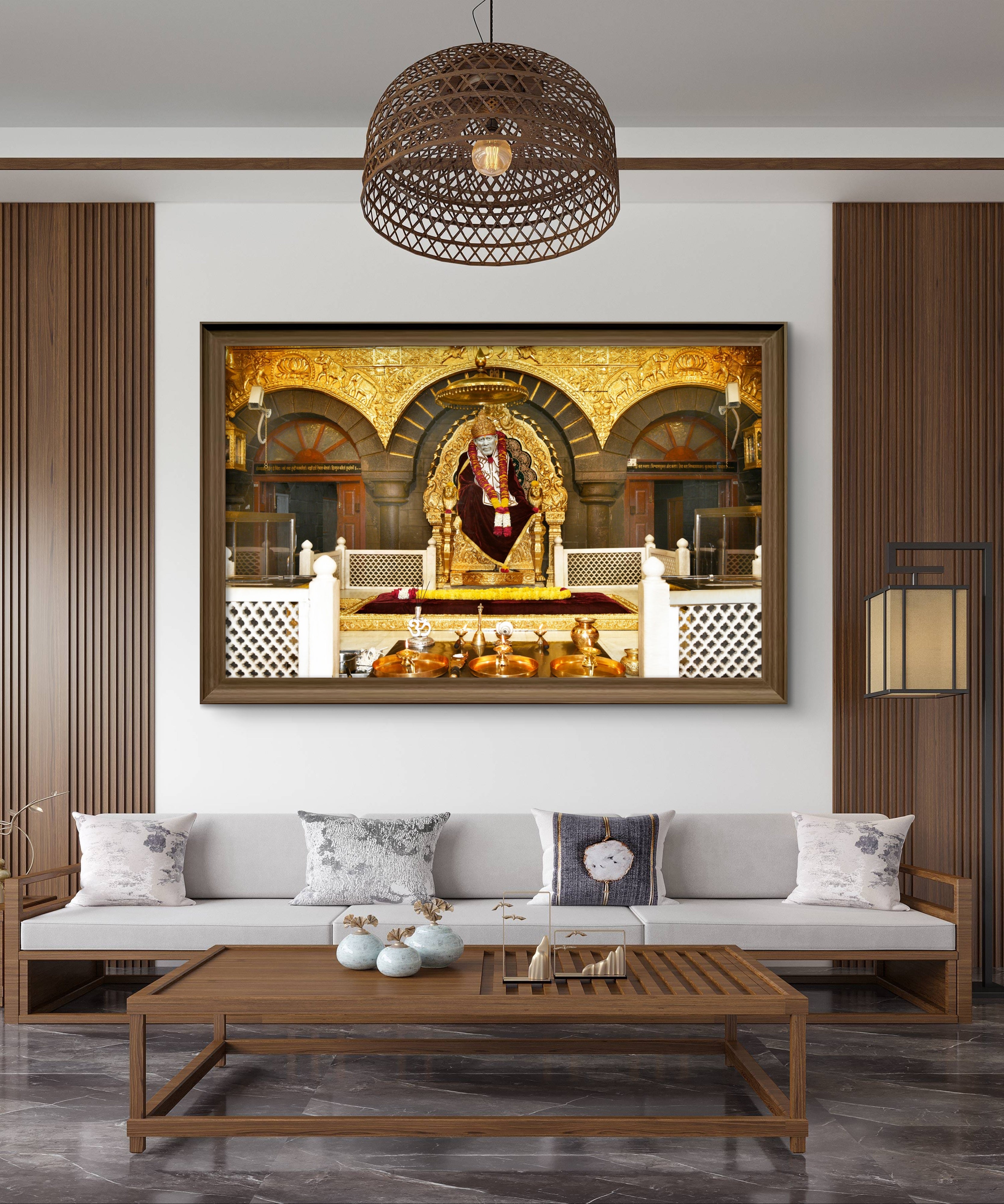 Hemant art Shirdi Sai Baba Samadhi Photo Canvas Wall Art – Spiritual Home Decor for Puja Room & Meditation Space
