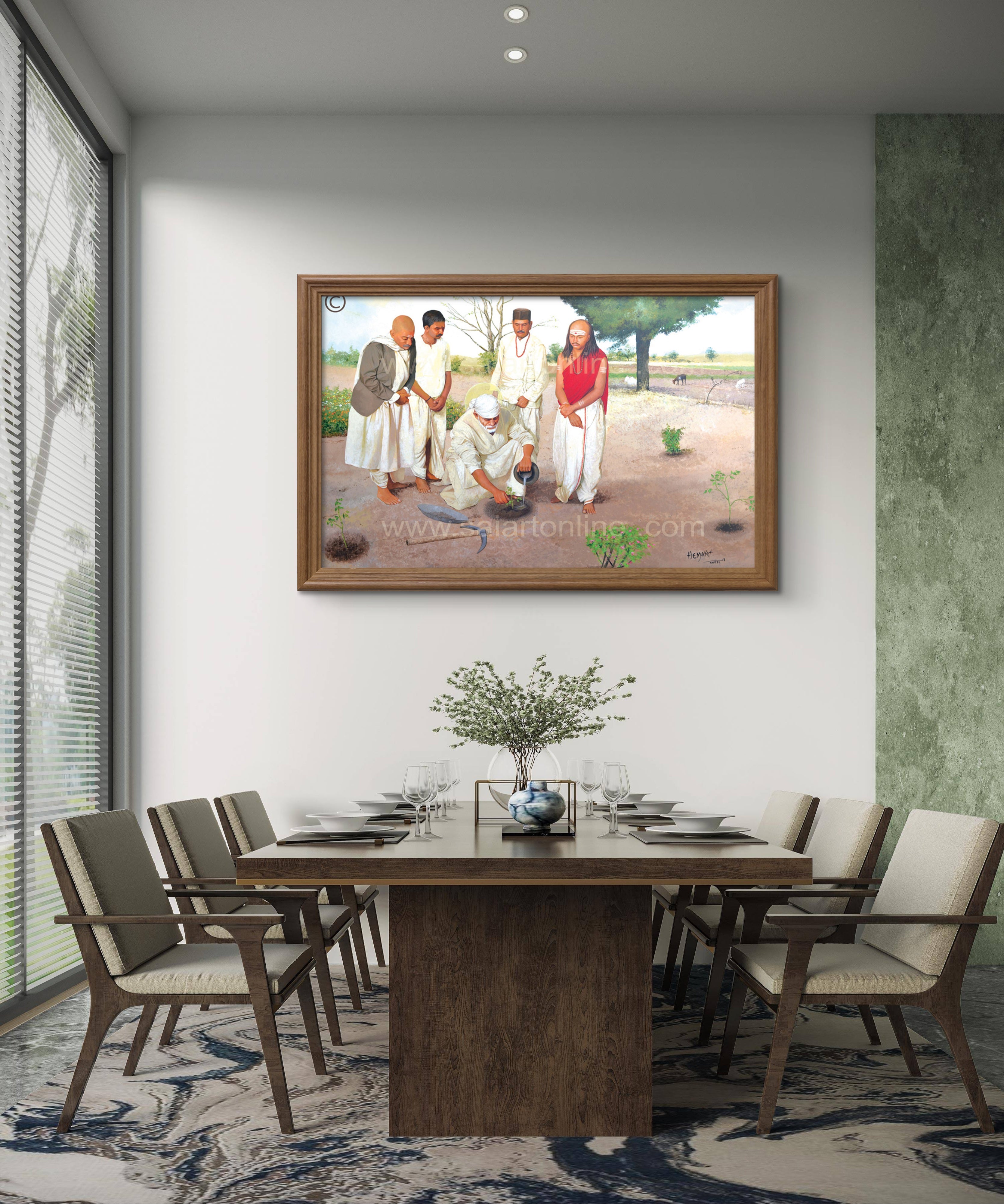 🖼️ Hemant Art Shirdi Sai Baba  Photo Frame Canvas Painting/Canvas Wall Art – Spiritual Home Decor for Puja Room & Meditation Space Success Active