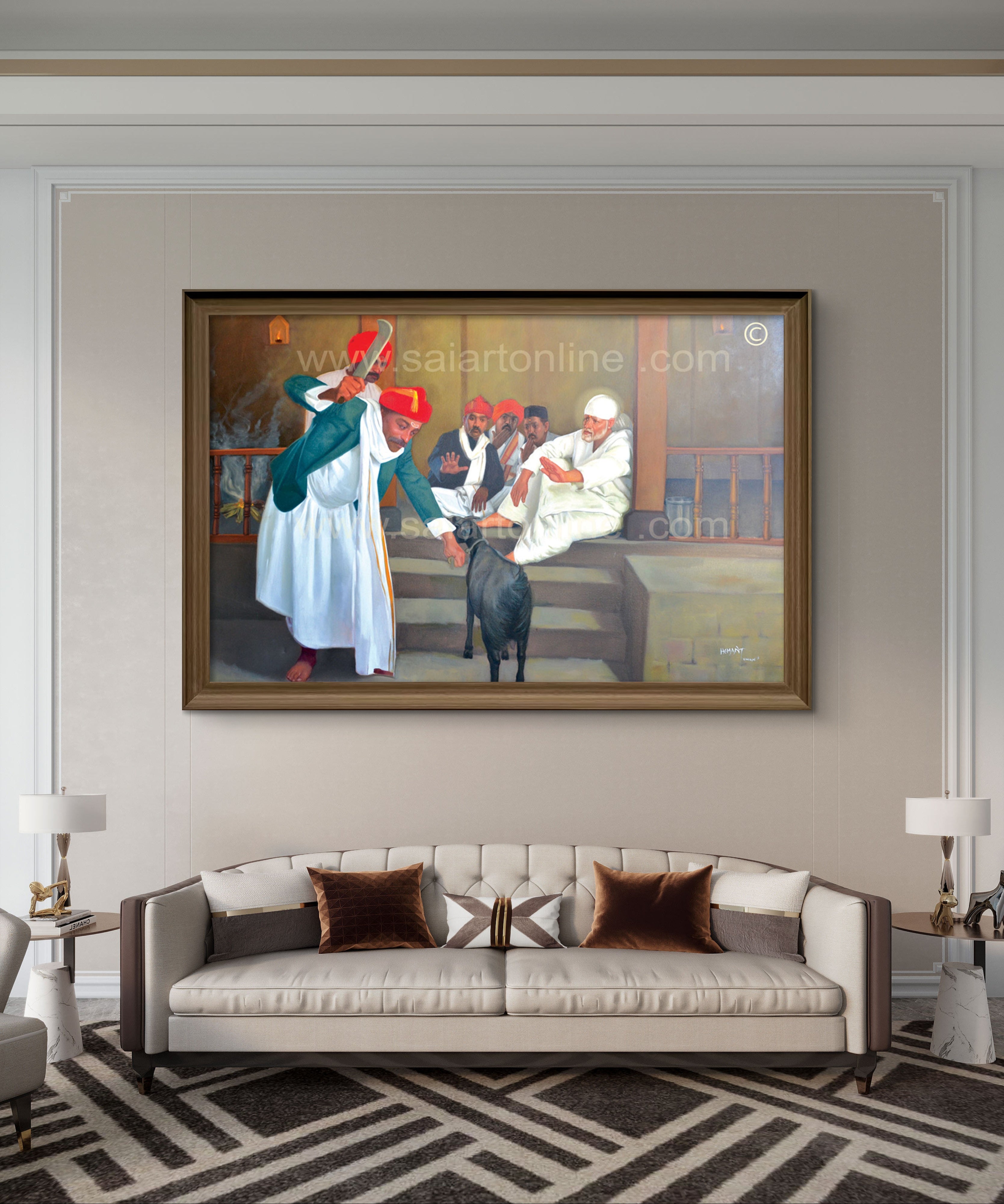 🖼️ Hemant Art Shirdi Sai Baba  Photo Frame Canvas Painting/Canvas Wall Art – Spiritual Home Decor for Puja Room & Meditation Space Success Active