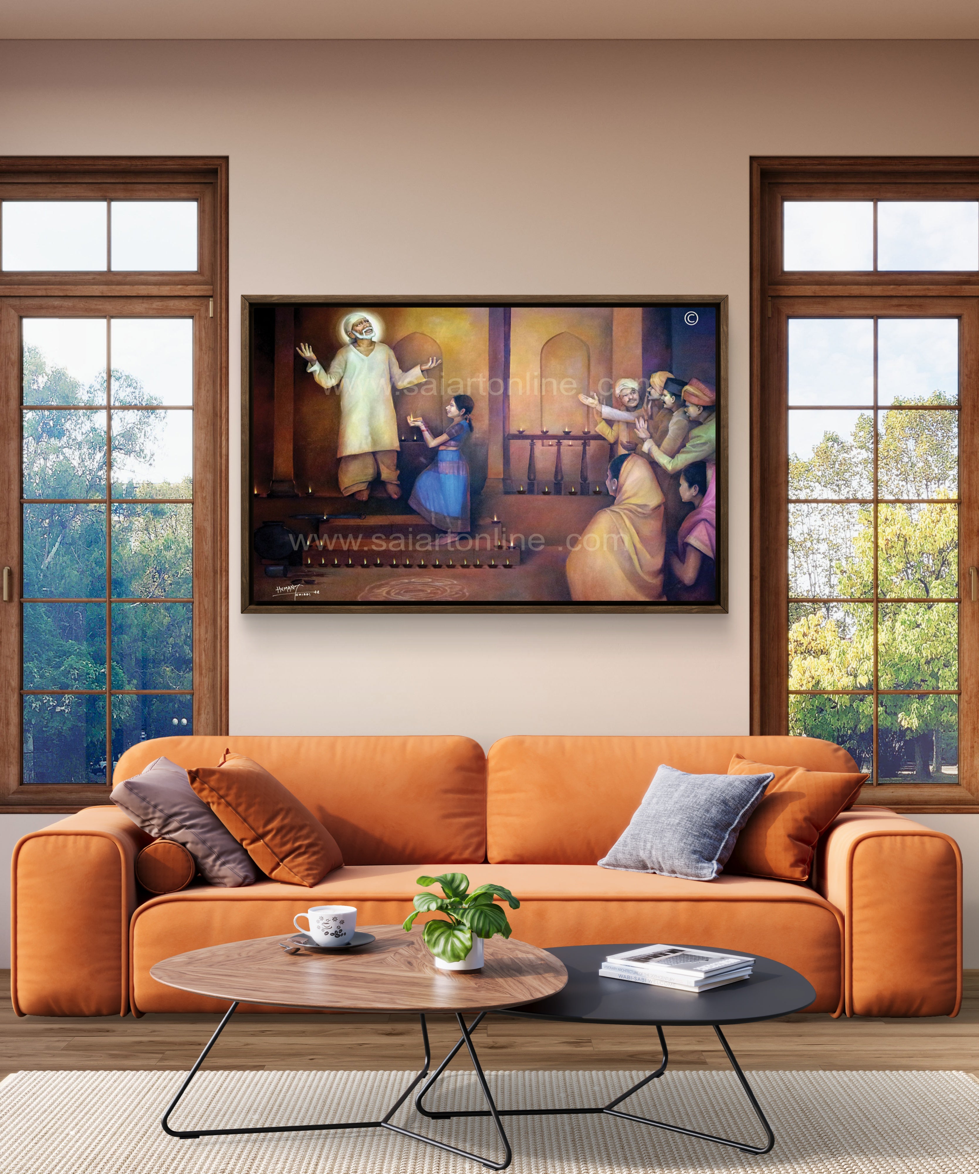 🖼️ Hemant Art Shirdi Sai Baba  Photo Frame Canvas Painting/Canvas Wall Art – Spiritual Home Decor for Puja Room & Meditation Space Success Active