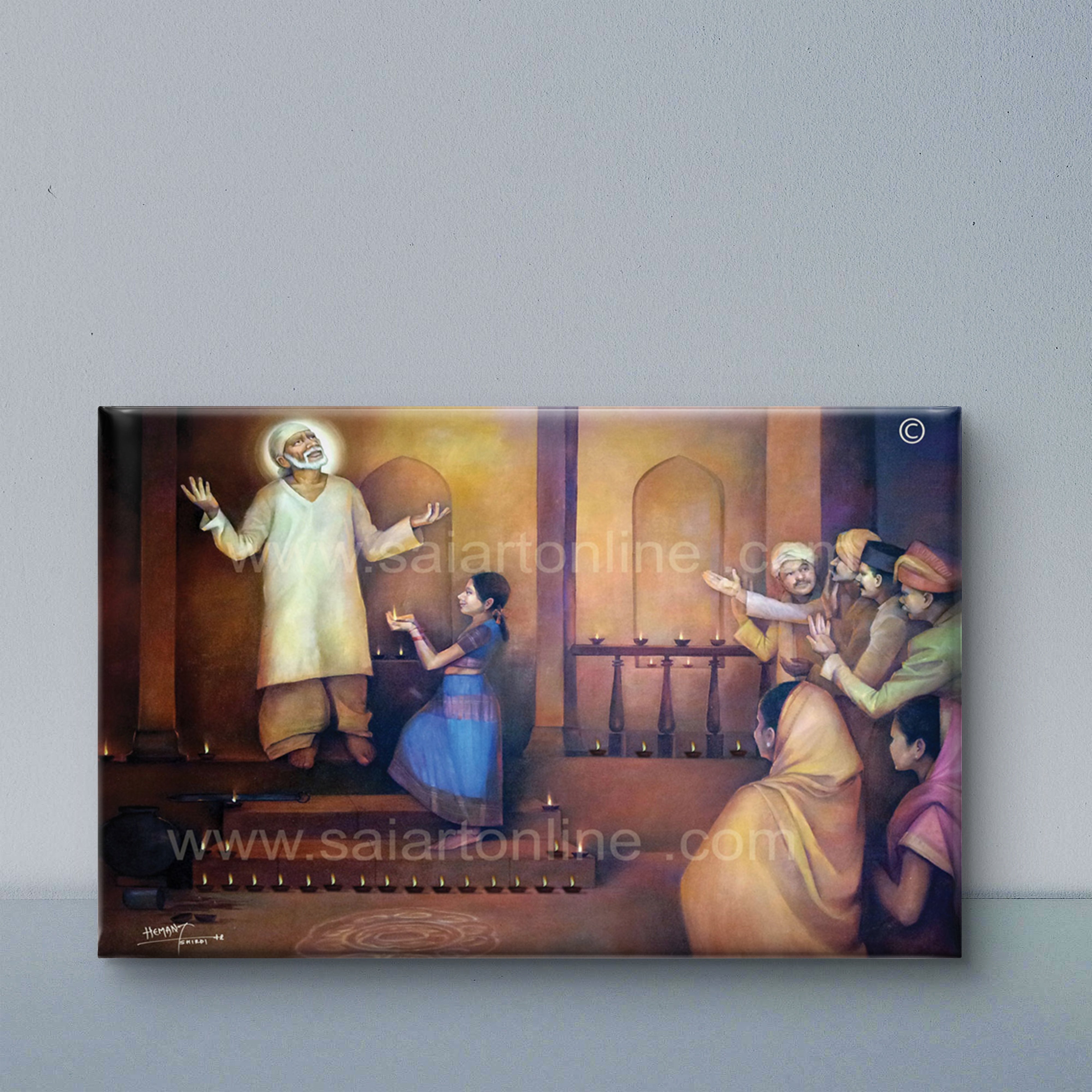 🖼️ Hemant Art Shirdi Sai Baba  Photo Frame Canvas Painting/Canvas Wall Art – Spiritual Home Decor for Puja Room & Meditation Space Success Active