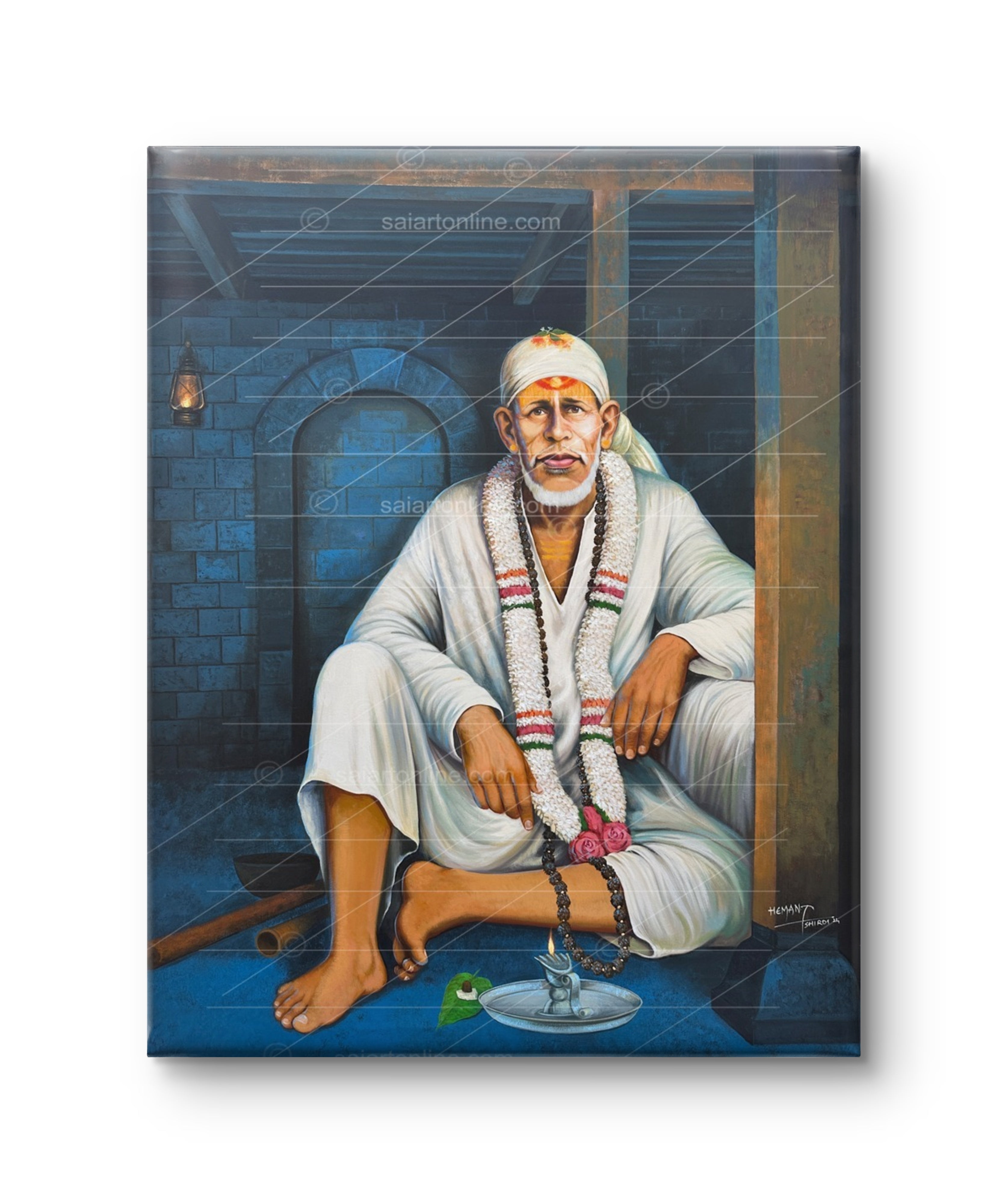 🕉️ Shirdi Sai Baba  Dwarkamai Hand Painting Canvas Reprint photo, Picture/Poster