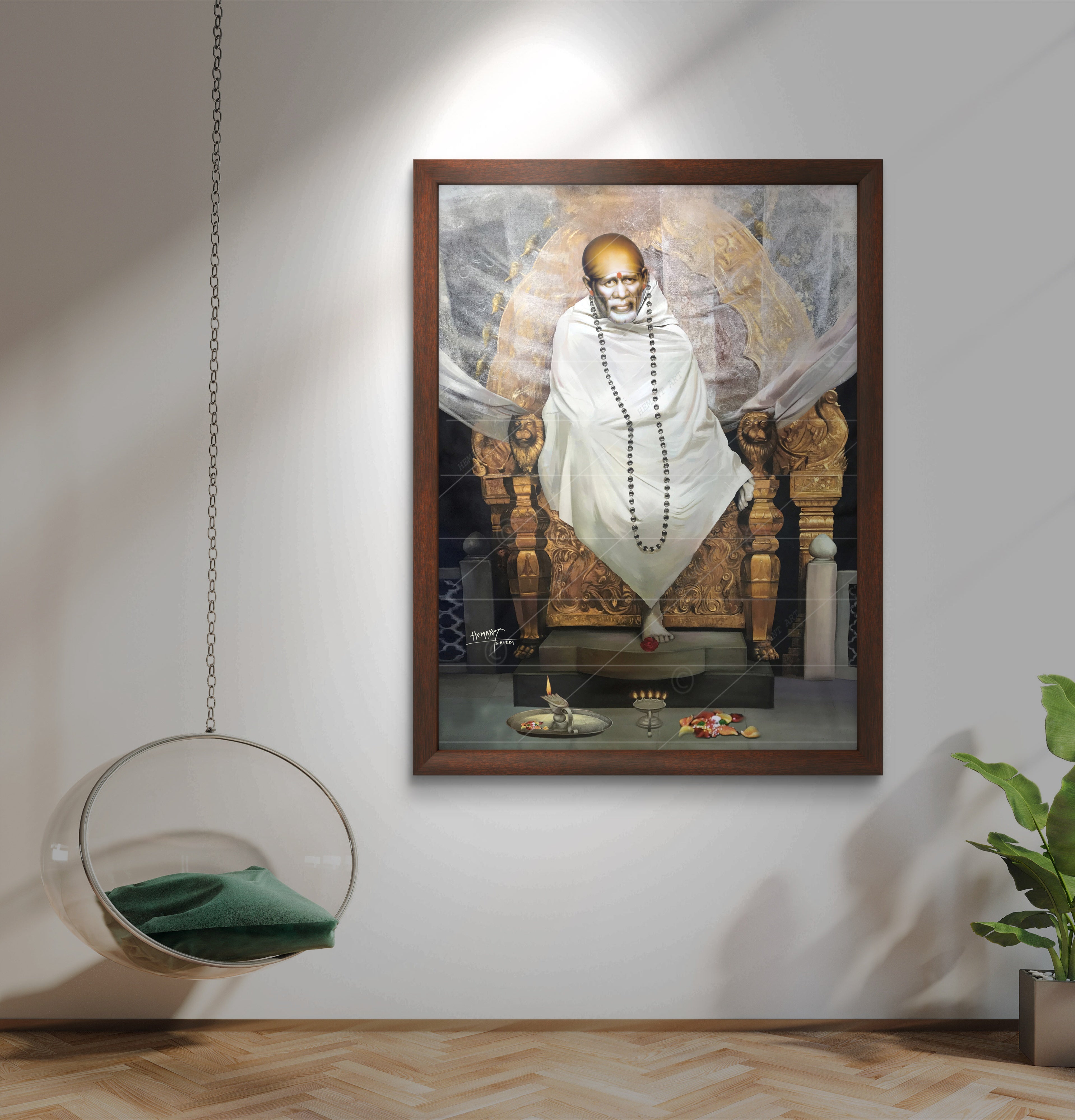 Hemant art Shirdi Sai Baba Samadhi Photo Canvas Wall Art – Spiritual Home Decor for Puja Room & Meditation Space