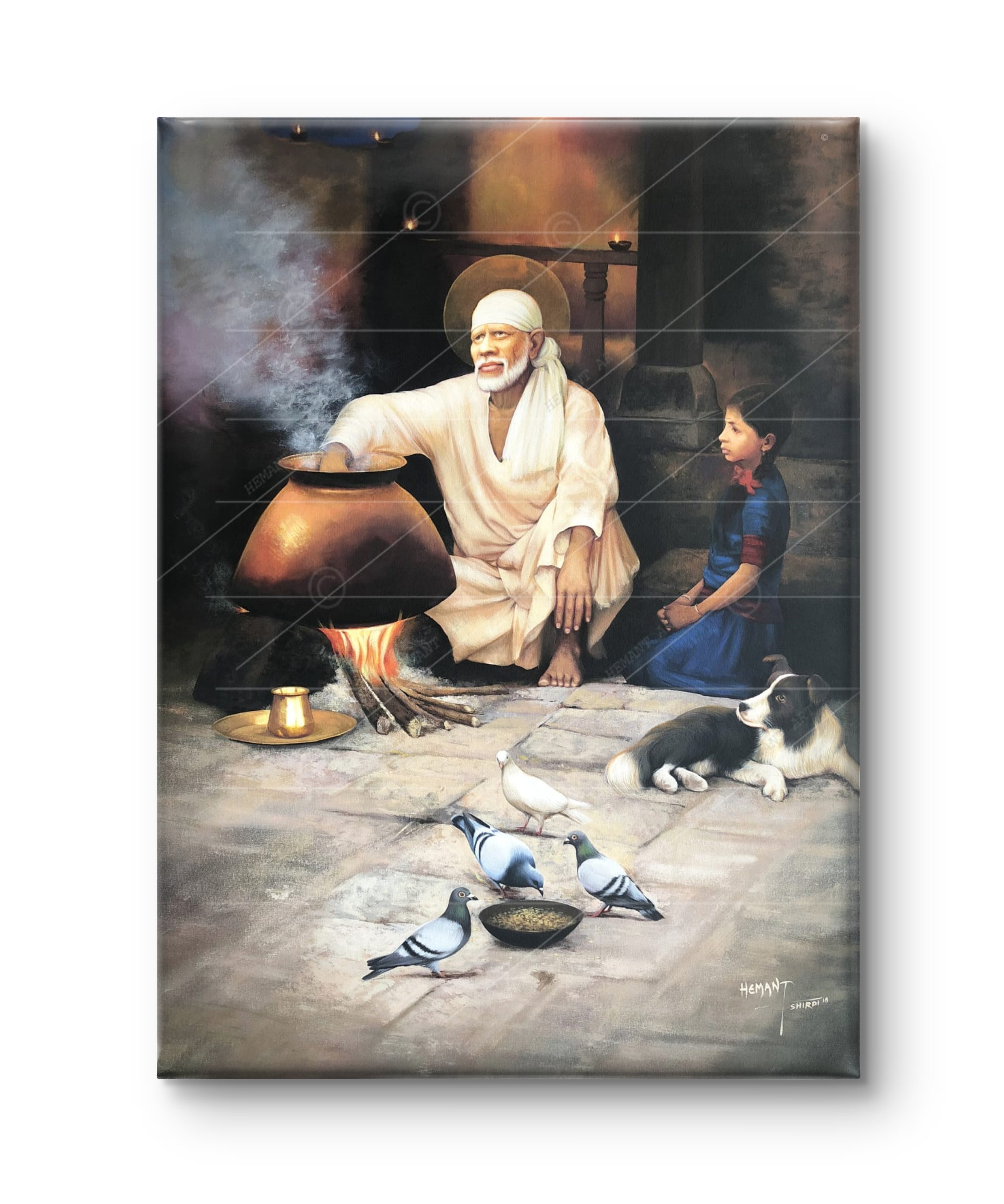 Shirdi Sai Baba Cooking Food in Dwarkamai Photo HD Canvas Print | Sai Baba Handi Wall Art – Shirdi Saibaba Art Gallery