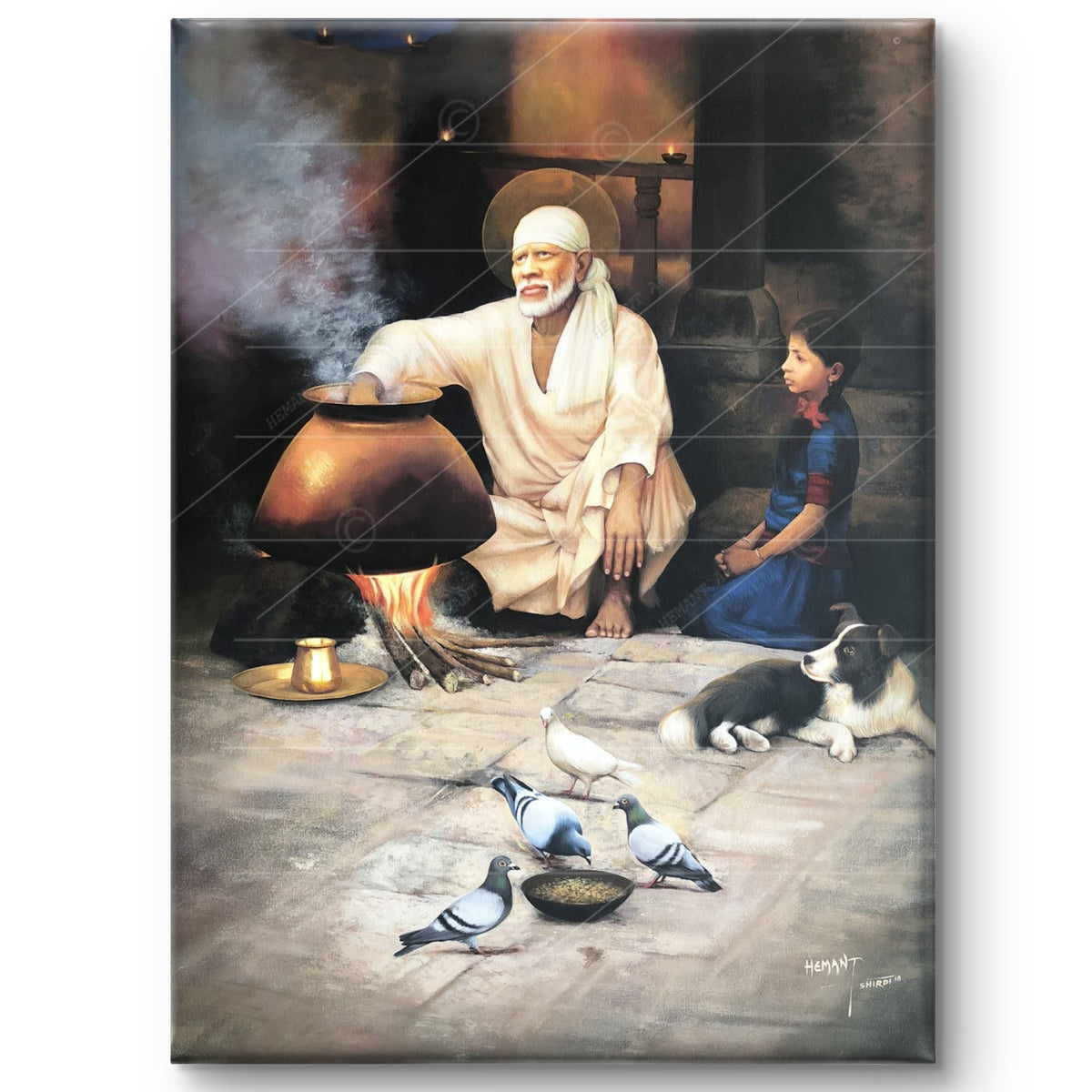 Shirdi Sai Baba Cooking Food in Dwarkamai Canvas Print