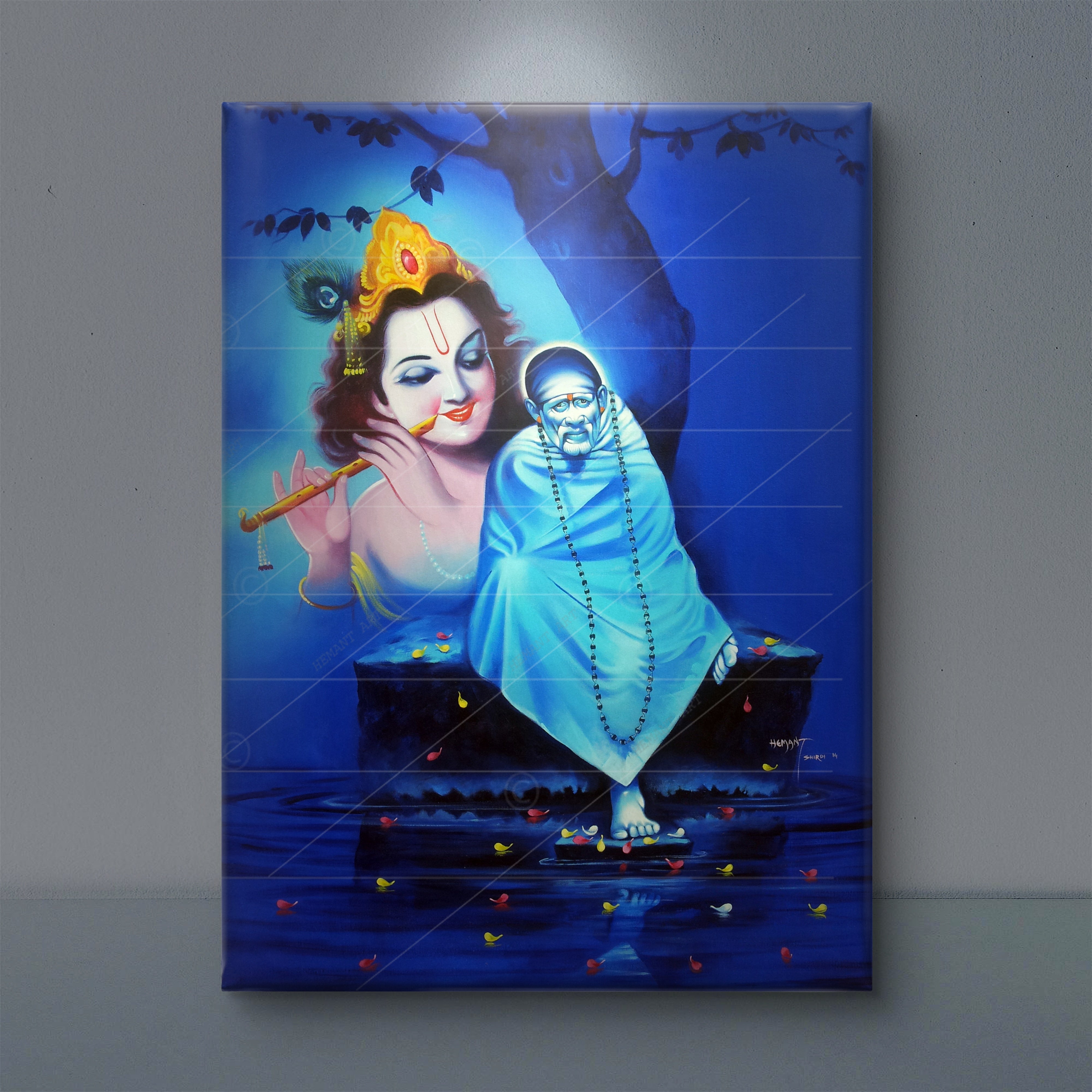 Hemant art Shirdi Sai Baba Samadhi Photo Canvas Wall Art – Spiritual Home Decor for Puja Room & Meditation Space