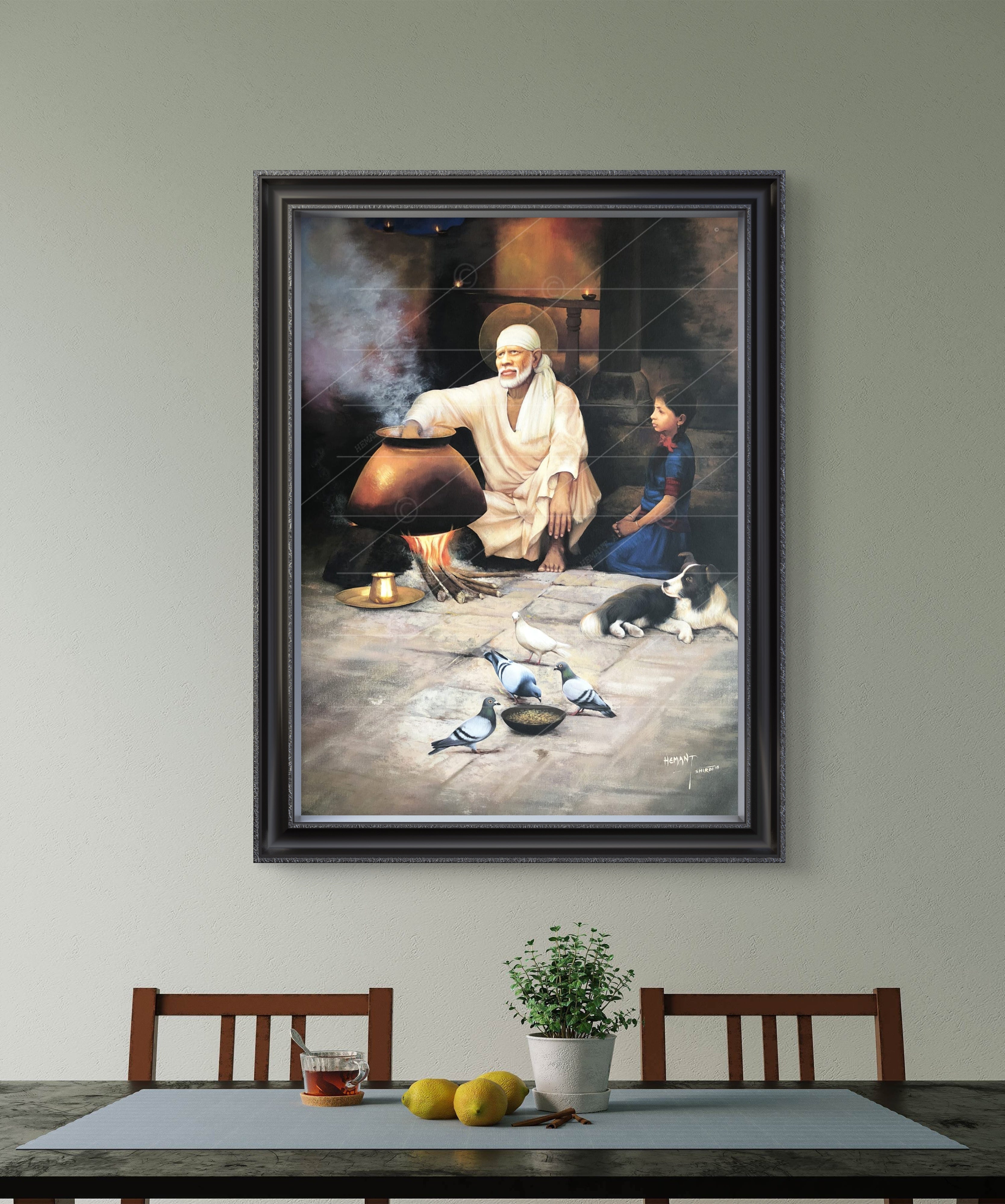 Shirdi Sai Baba Cooking Food in Dwarkamai Photo HD Canvas Print | Sai Baba Handi Wall Art – Shirdi Saibaba Art Gallery