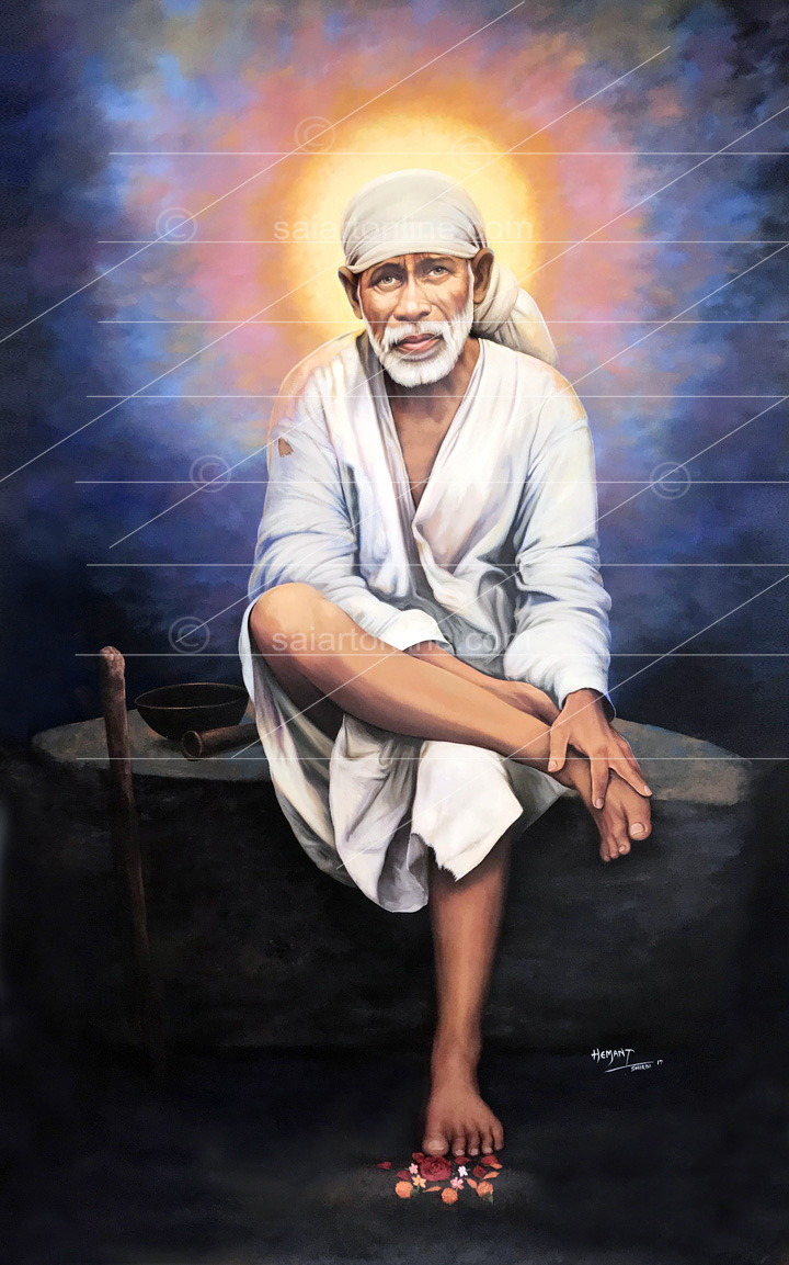 Best Seller- Shop Online Saibaba Sitting On Stone Painting ...