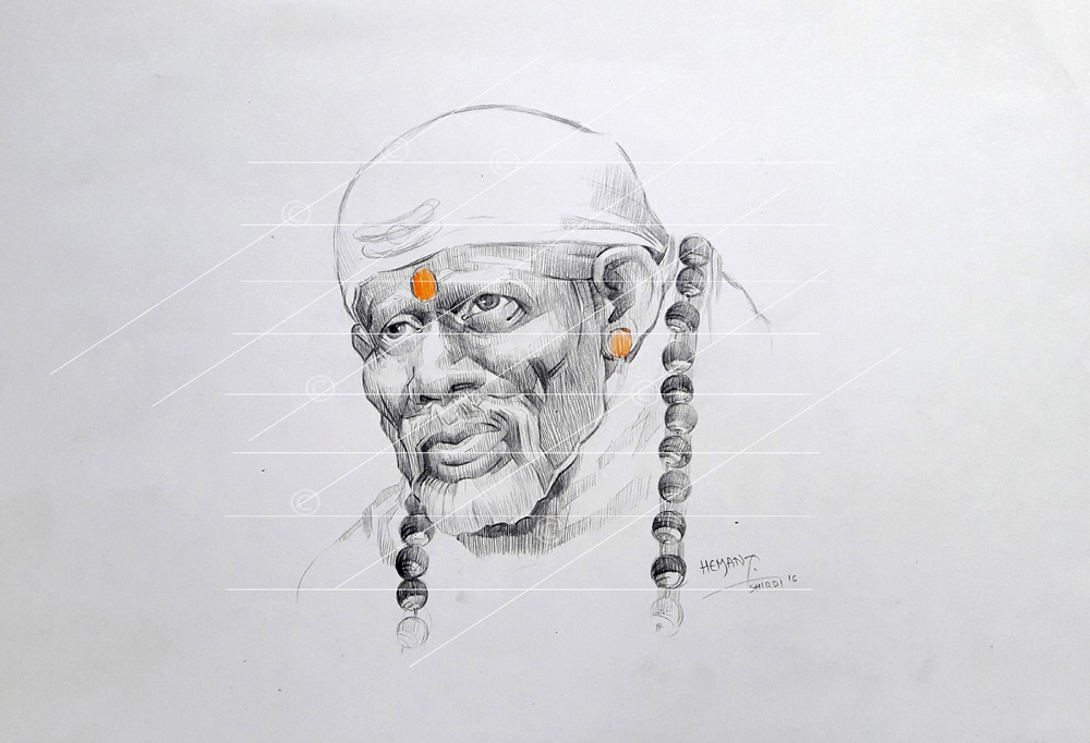 Sai baba portrait.. - Akshara arts - Drawings & Illustration, People &  Figures, Portraits, Male - ArtPal
