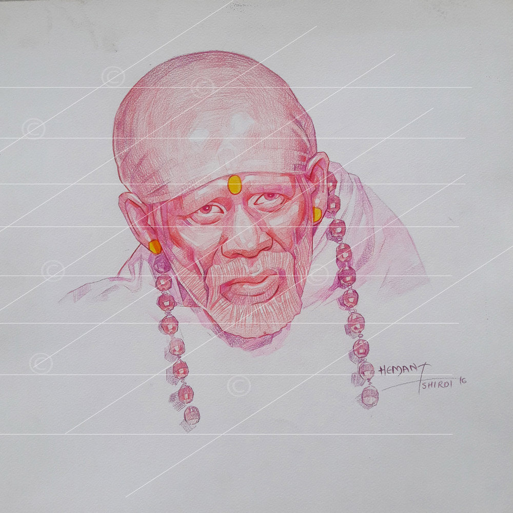 Image of Sketch of Kaliyug Indian God Shirdi Sai Baba outline editable  illustration-NC992536-Picxy