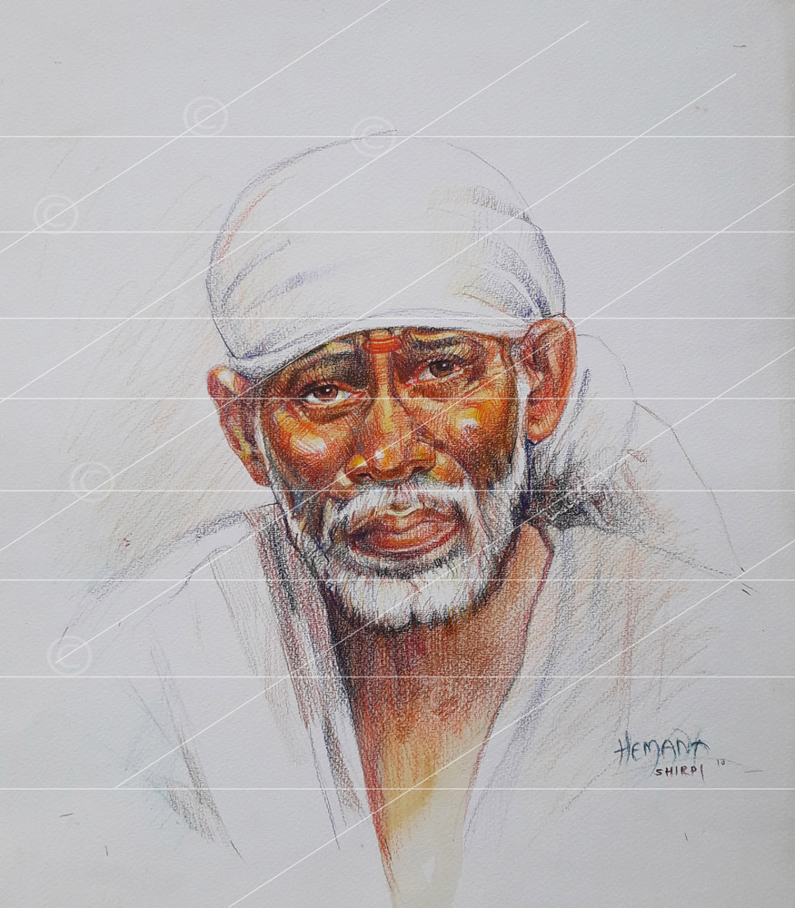 Saibaba colour pencil sketch - Sai Art Online