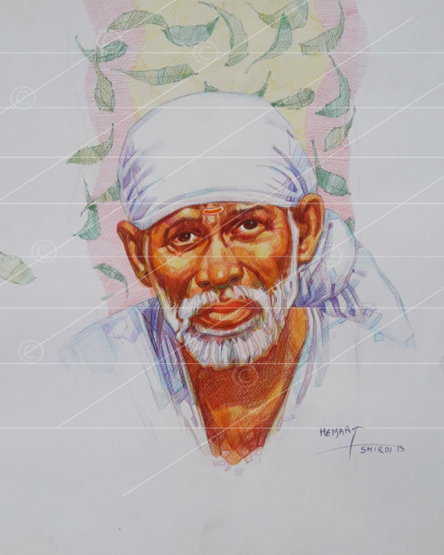 Sketchs Buy Online Pencil Sketch of Sai Baba by Artist Hemant Wani
