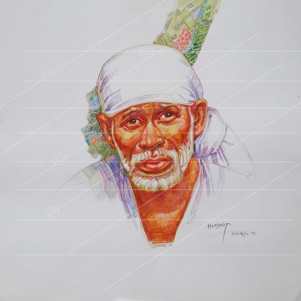 Pencil sketch of Saibaba by Madhuraveera Utekar
