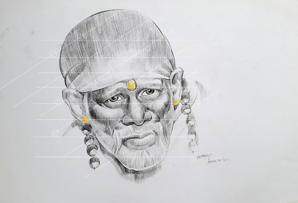 Wonderful Pencil Sketch Of Sai Baba - Desi Painters