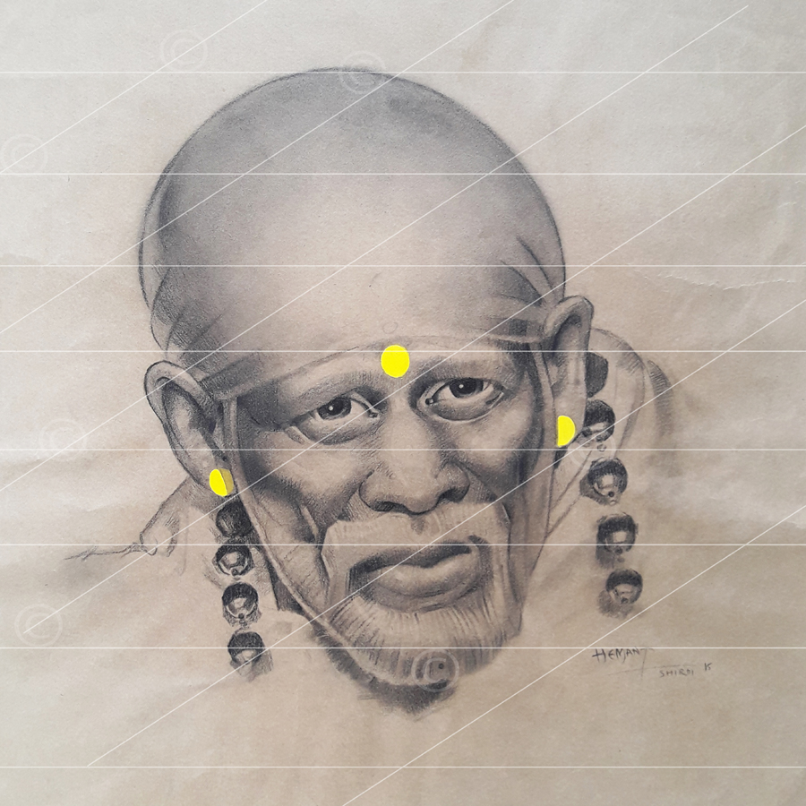 Sketchs - Buy Online Pencil Sketch of Sai Baba by Artist Hemant Wani