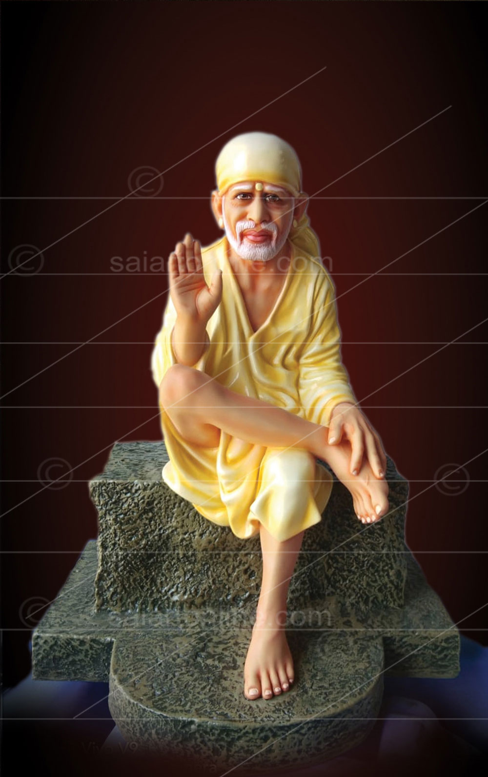 Buy Online Saibaba Sitting on a Stone Statue at best price in India