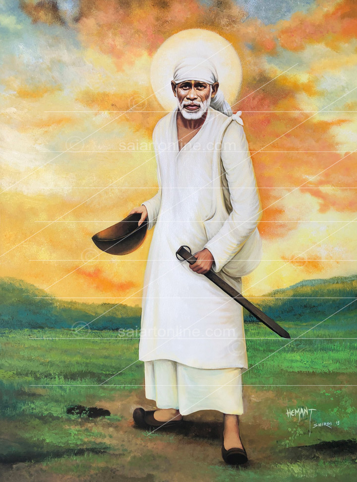 modern art sai baba painting