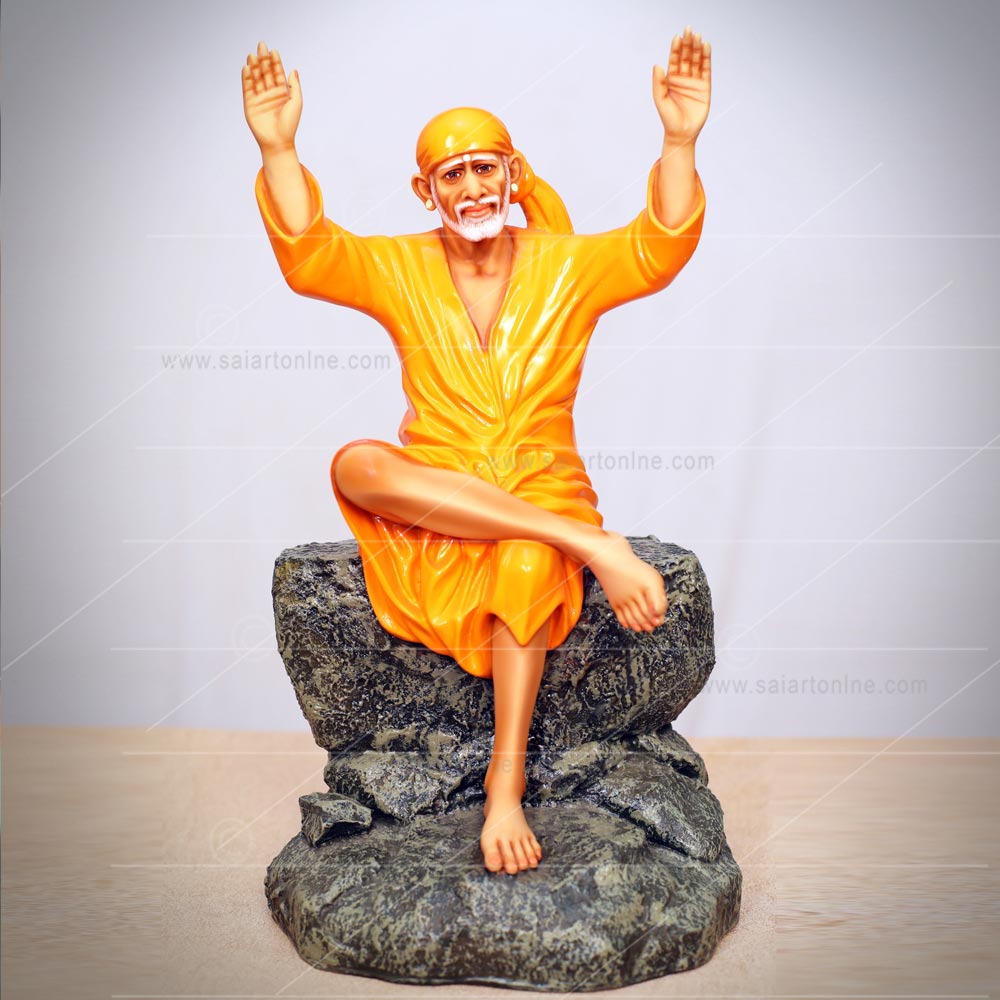 Saibaba Blessing Hand In Orange Color Idol/Statues/Murti - Sai Art ...